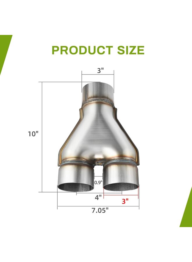 LAMAY Stainless Steel Exhaust Y Pipe, Single to Dual Exhaust Adapter Connector Stainless Steel Exhaust Y-Pipe Adapter for Car Modification (Size : 76-76MM) - Image 2